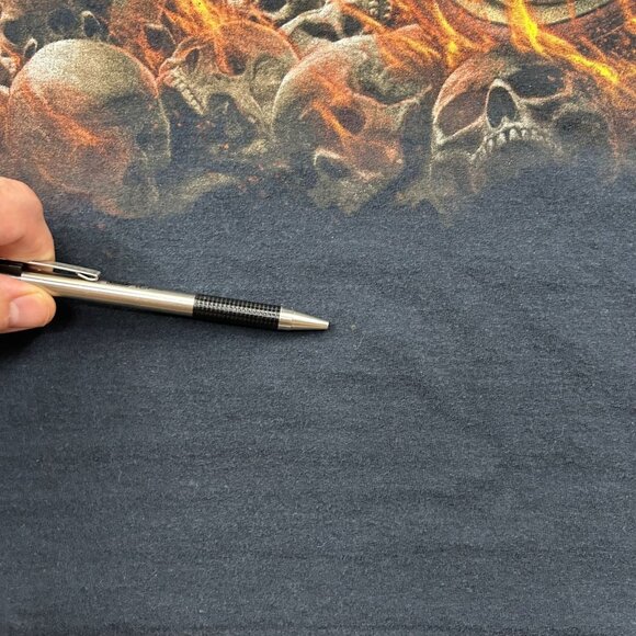 Vintage Biker Flames Skull Graphic Tee Mens 3XL y2k Short Sleeve Ghost Rider - Picture 7 of 12